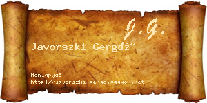 Javorszki Gergő névjegykártya